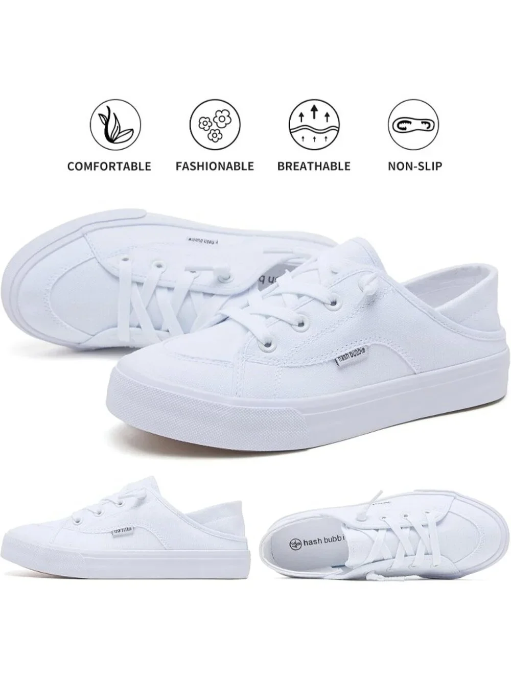 Women's White Round Toe Solid Non Slip Fashion Slip on Loafer Sneaker Shoes